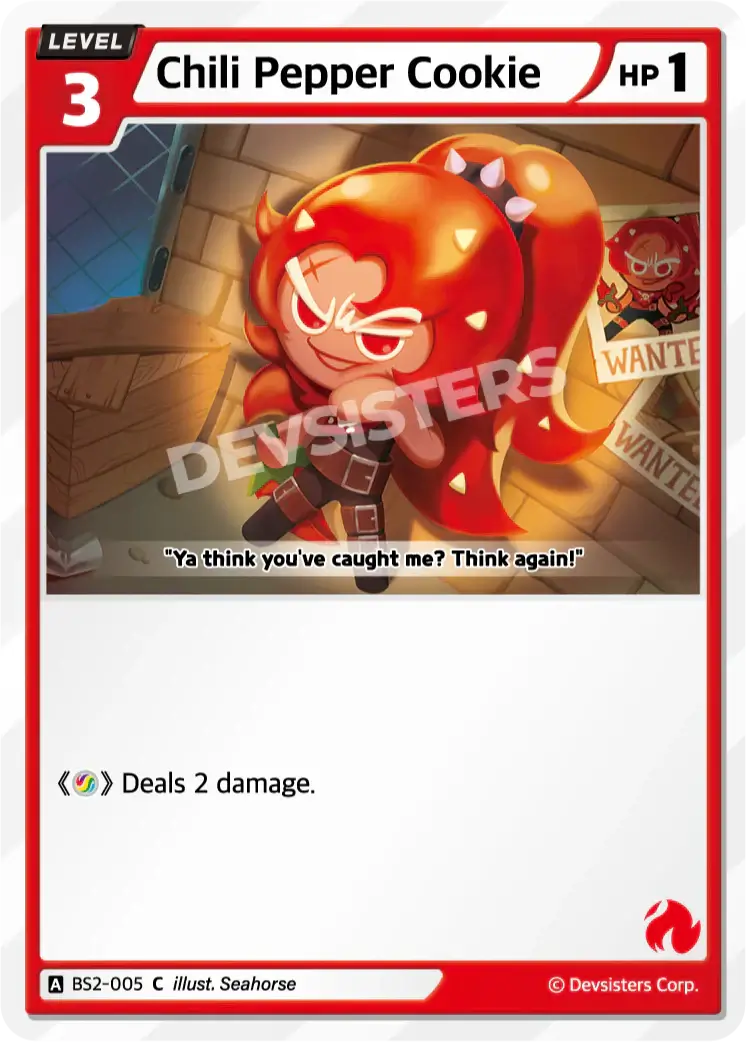 Chili Pepper Cookie BS2-005 C | Common Card with cartoon character design and attack description.