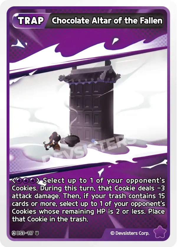 Chocolate Altar of the Fallen U | Uncommon Card illustration featuring a trap card design.