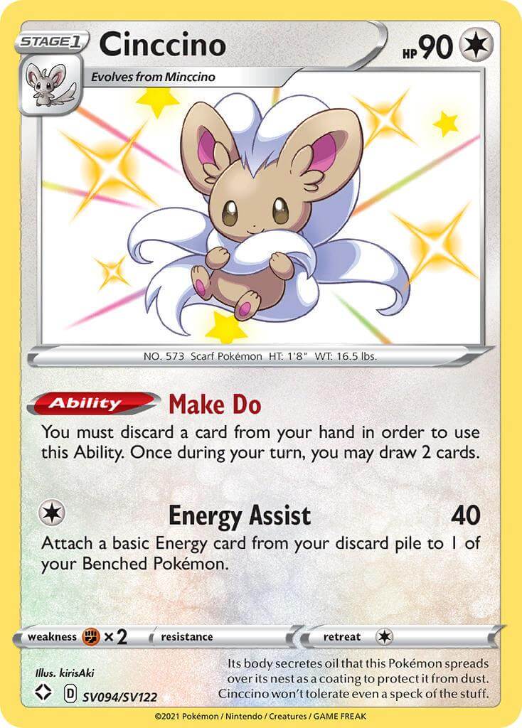 Cinccino (SV094/SV122) [Sword & Shield: Shining Fates] card featuring ability and moves.