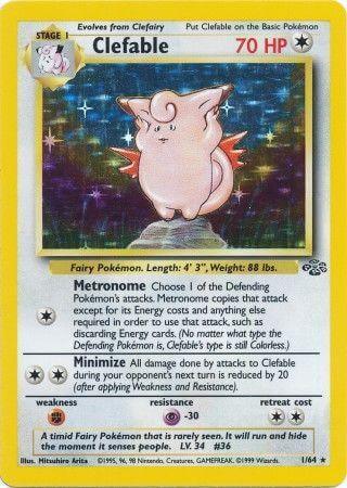 Clefable (1/64) [Jungle Unlimited] collectible card featuring Holo Rare effects and colorless type with special abilities.