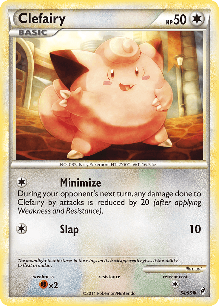 Clefairy (54/95) [HeartGold & SoulSilver: Call of Legends] card with HP 50 and moves Minimize and Slap.