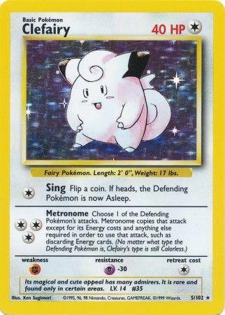 Clefairy (5/102) [Base Set Unlimited] card image featuring Holo Rare with stats and abilities showcased.