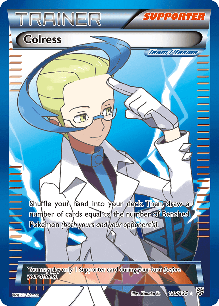 Colress (135/135) [Black & White: Plasma Storm] Supporter card featuring Team Plasma design.