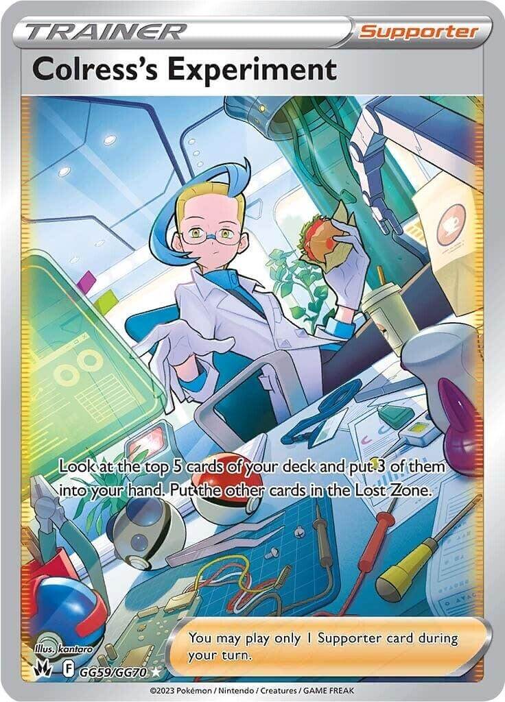 Colress's Experiment (GG59/GG70) [Sword & Shield: Crown Zenith] Supporter card with colorful lab scene.