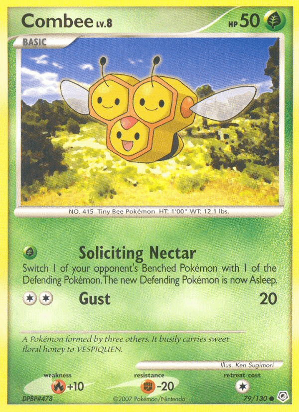 Combee (79/130) [Diamond & Pearl: Base Set] trading card featuring the Grass type Pokémon in a natural setting.
