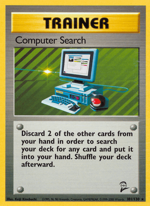Computer Search (101/130) [Base Set 2] Trainer card depicting a computer, illustrating its card search ability.