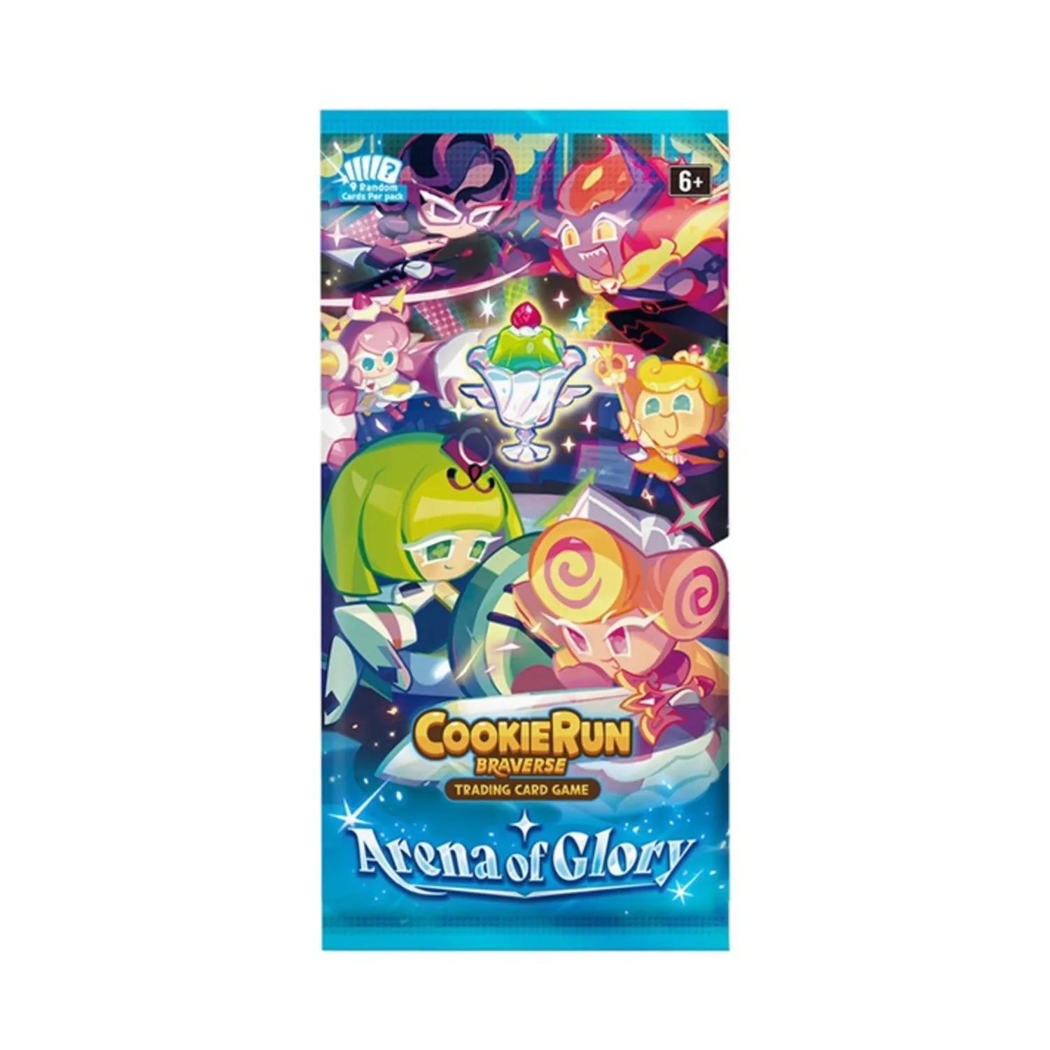 CookieRun Arena of Glory Booster Pack featuring colorful characters from the trading card game.
