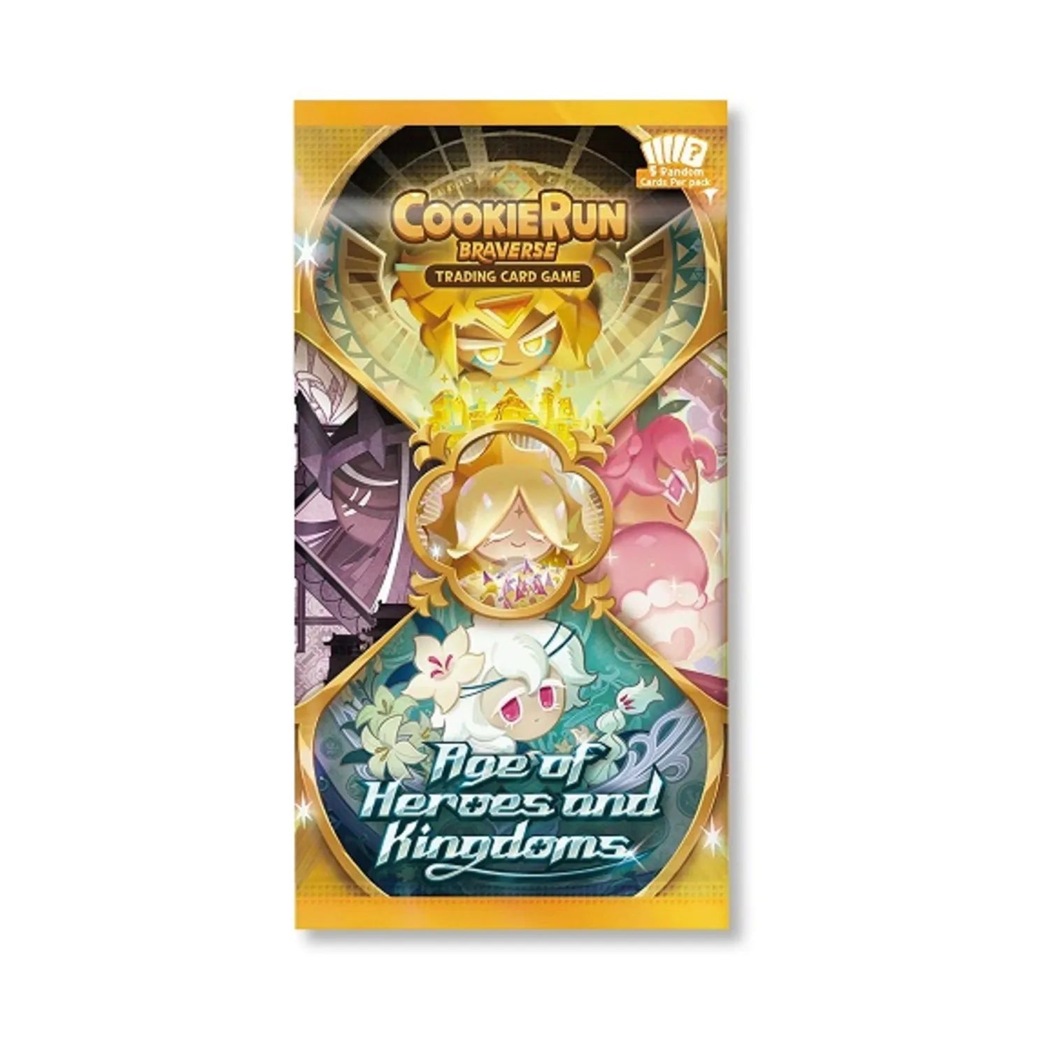 CookieRun Heroes and Kingdoms Booster Pack featuring vibrant card artwork from the Braverse Trading Card Game.