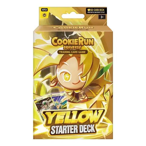 Cookie Run Starter Bundle - Choice of Starter Deck + Heroes & Kingdoms Booster Box - Yellow Starter Deck packaging.