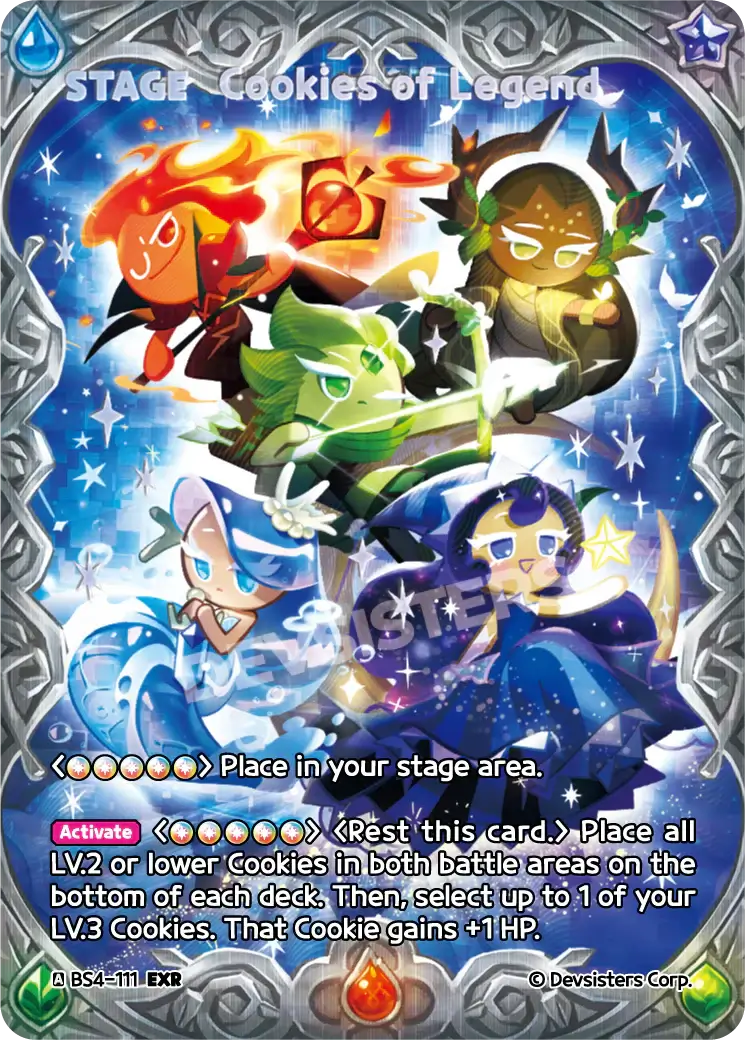 Cookies of Legend BS4-111 EXR EXTRA RARE! Beautiful card featuring vibrant characters and magical background.