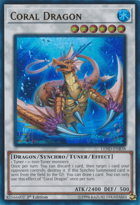 Coral Dragon [LEHD-ENB38] Ultra Rare card featuring a powerful Synchro/Tuner/Effect Monster.