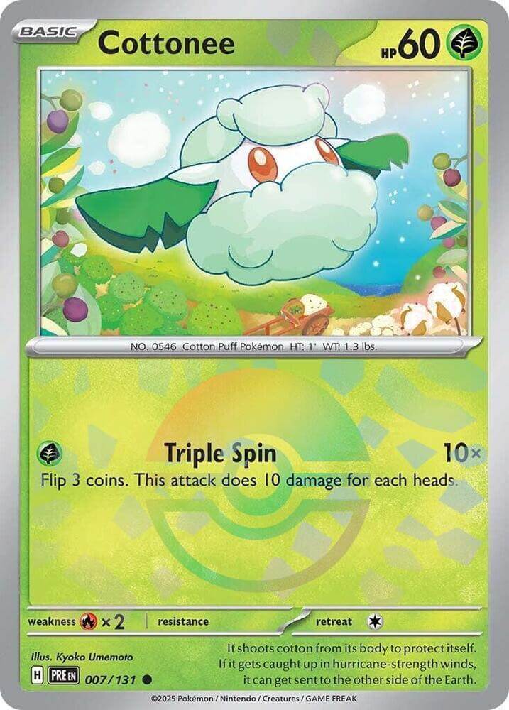 Cottonee (007/131) (Poke Ball Pattern) [Scarlet & Violet: Prismatic Evolutions] trading card image.