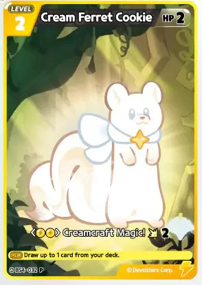 Cream Ferret Cookie BS4-032 P | Promo Card featuring a cute ferret in a magical forest setting.