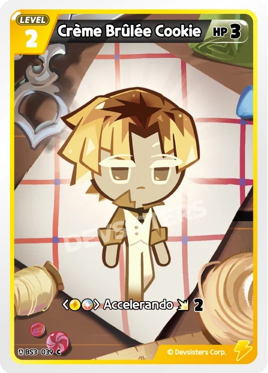 Creme Brulee Cookie BS3-039 C | Common Card featured on a colorful card design.