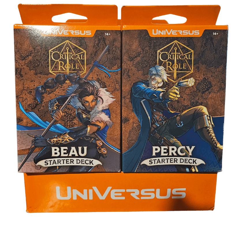 Critical Role: Heroes of Exandria Starter Decks Beau / Percy displayed in their packaging by UniVersus.