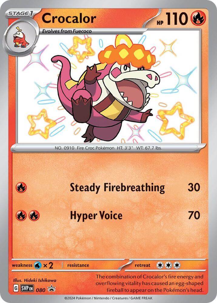 Crocalor (080) [Scarlet & Violet: Black Star Promos] trading card showcasing HP, attack details, and design