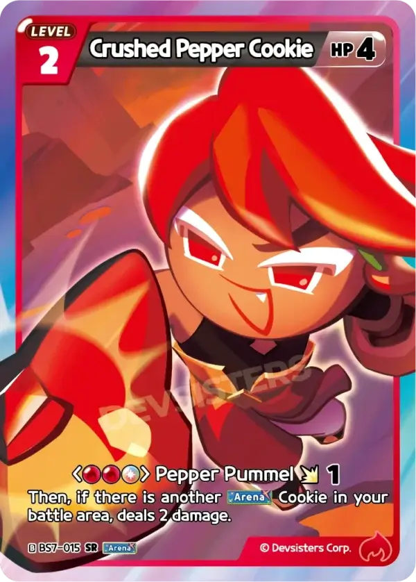 Crushed Pepper Cookie BS7-015 SR | Super Rare Card featuring Level 2 attacker with Pepper Pummel ability.