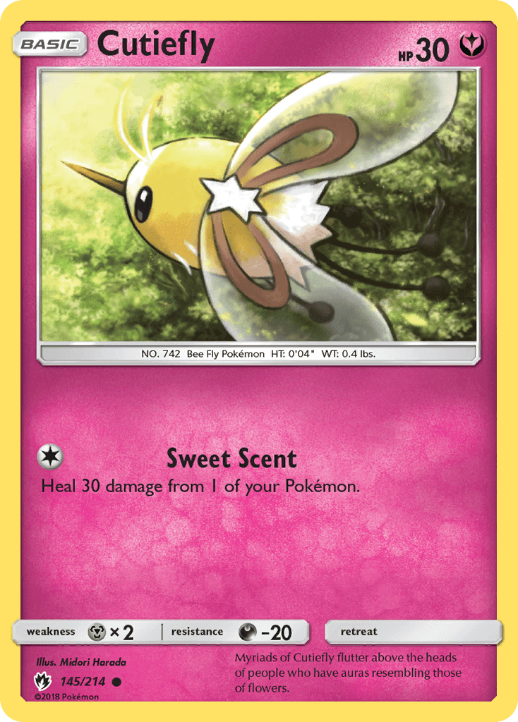 Cutiefly (145/214) [Sun & Moon: Lost Thunder] card featuring the Bee Fly Pokémon with Sweet Scent ability.