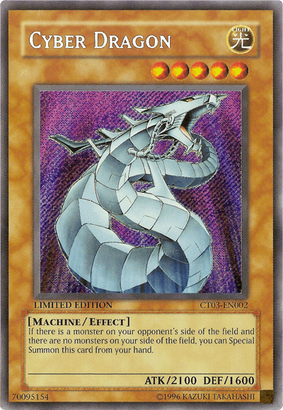 Cyber Dragon [CT03-EN002] Secret Rare card featuring a powerful effect monster with 2100 ATK and 1600 DEF.