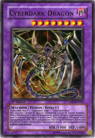 Cyberdark Dragon [CDIP-EN035] Ultra Rare card showcasing Fusion/Effect Monster details, featuring ATK/DEF stats.