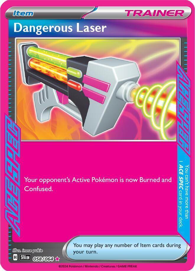 Dangerous Laser (058/064) [Scarlet & Violet: Shrouded Fable] item card with bright colors and laser design.