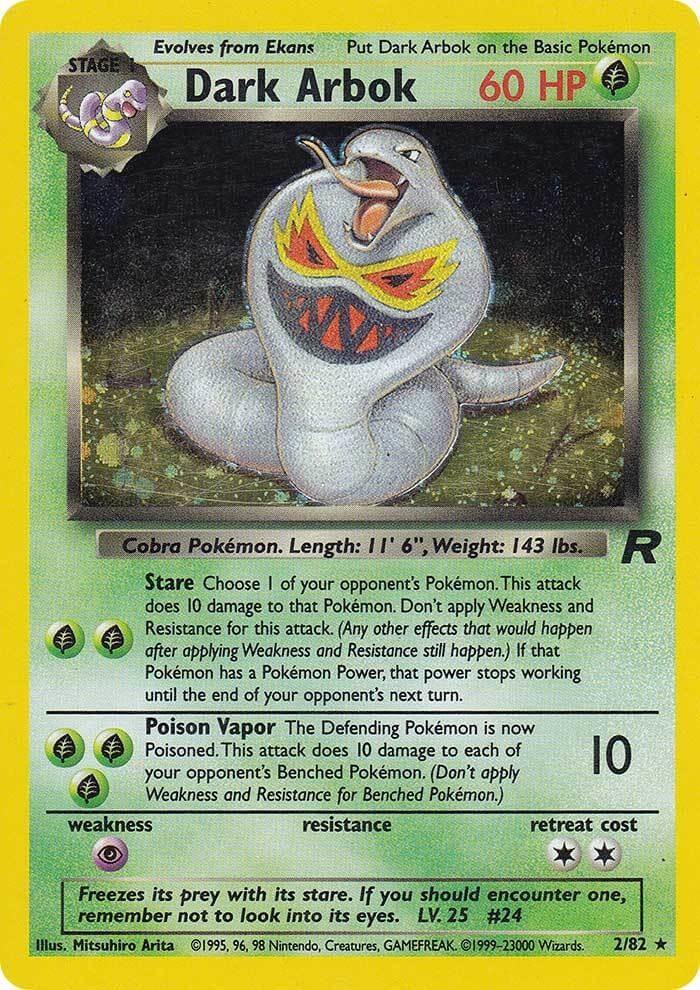 Dark Arbok (2/82) [Team Rocket Unlimited] collectible card featuring Holo Rare design and Grass type attributes.