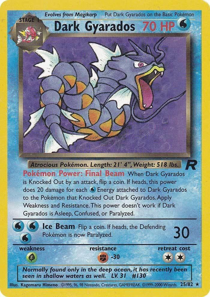 Dark Gyarados (25/82) [Team Rocket Unlimited] card showcasing Pokémon Power and water type attributes.