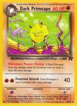 Image of Dark Primeape (43/82) [Team Rocket Unlimited] card showing stats and abilities, 60 HP, and Fighting type.