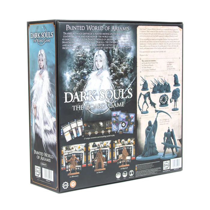Gameplay setup of Dark Souls: The Board Game Painted World of Ariamis with modular dungeon tiles and miniatures in play