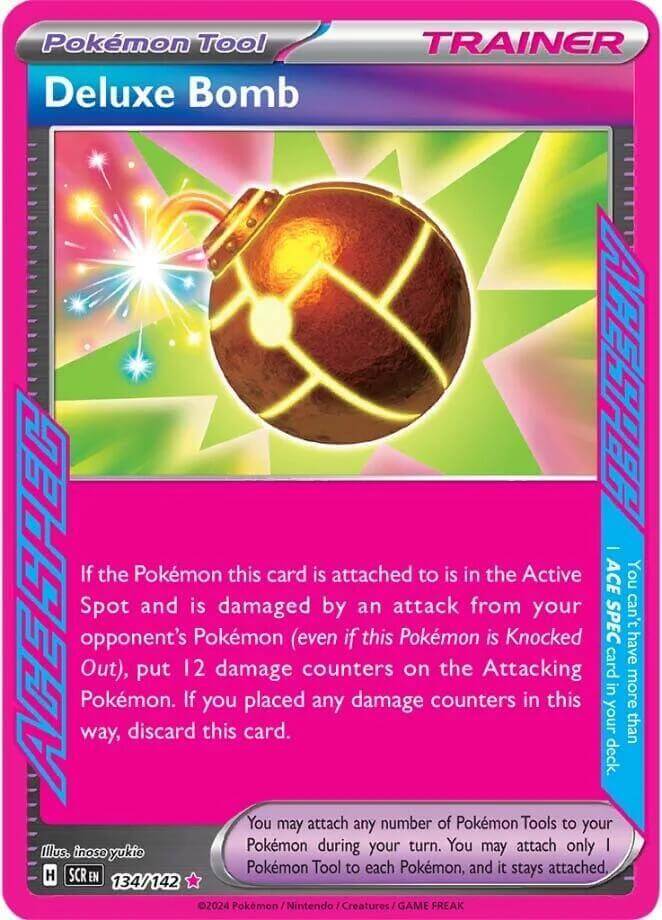 Deluxe Bomb (134/142) [Scarlet & Violet: Stellar Crown] Pokémon Tool card with a bomb illustration.