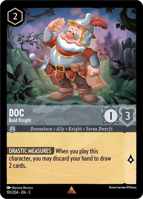 Doc - Bold Knight (193/204) [Shimmering Skies] card featuring character abilities and artwork.