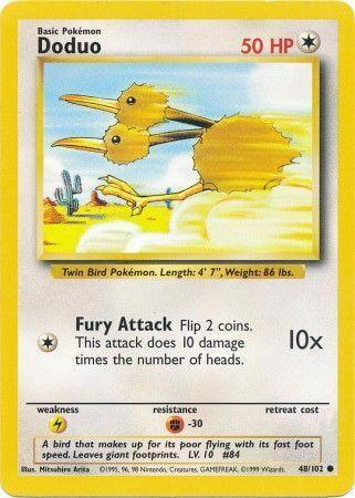 Doduo (48/102) [Base Set Unlimited] card featuring its stats and moves, designed for collectors.