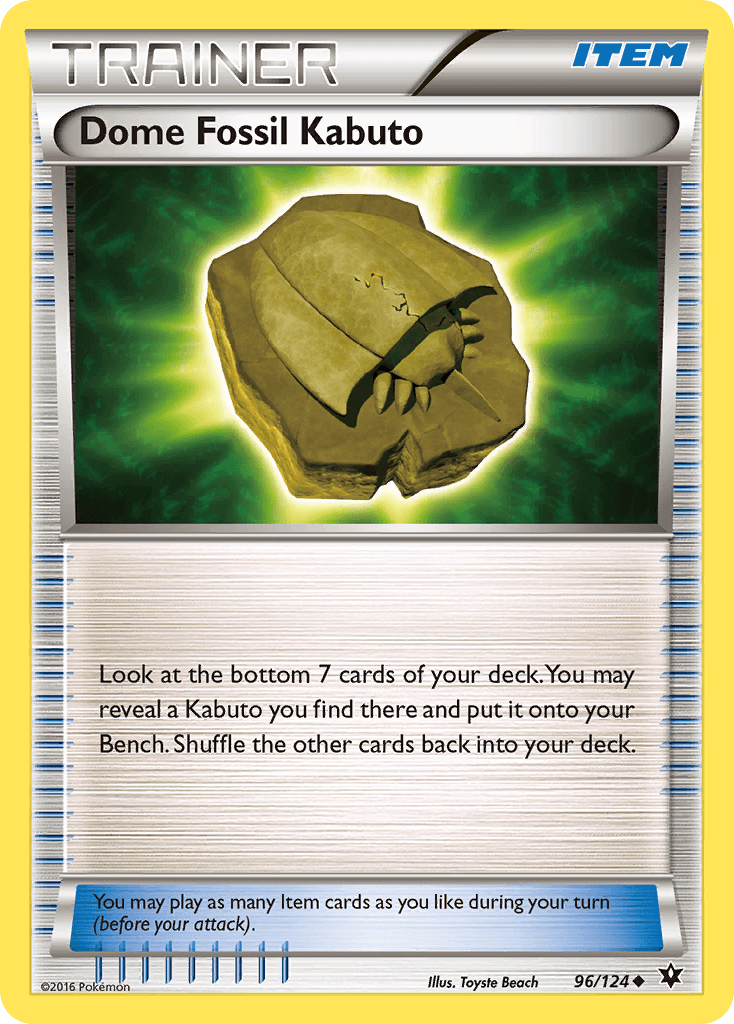 Dome Fossil Kabuto (96/124) [XY: Fates Collide] item card showcasing its unique fossil design.