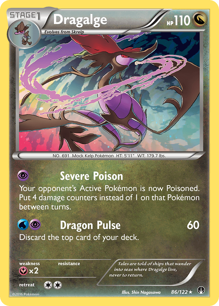 Dragalge (86/122) [XY: BREAKpoint] Holo Rare card featuring Severe Poison and Dragon Pulse moves.