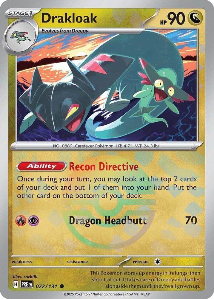 Drakloak (072/131) (Poke Ball Pattern) [Scarlet & Violet: Prismatic Evolutions] card with HP and abilities.