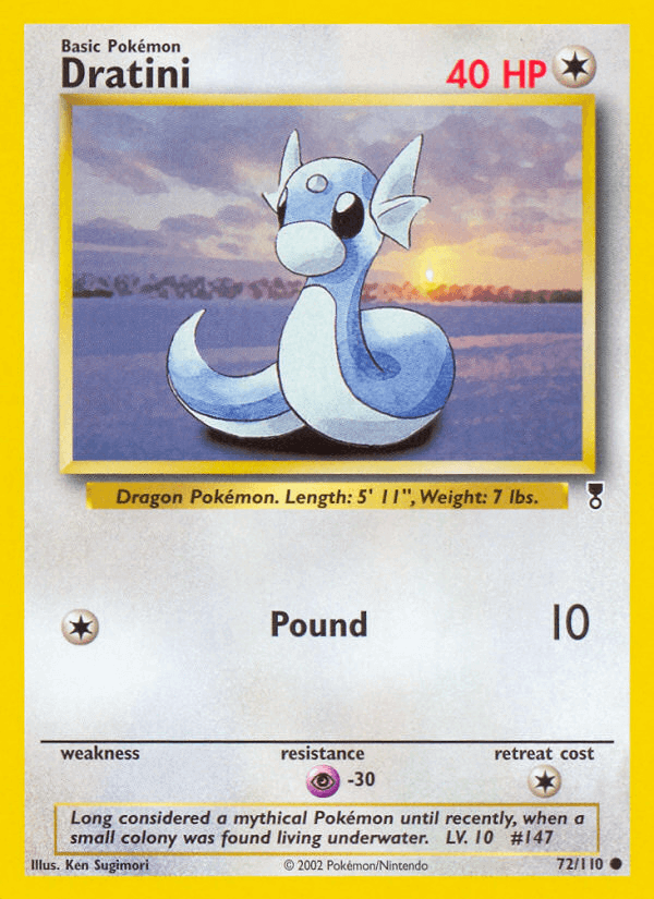 Dratini (72/110) [Legendary Collection] showing the Dragon Pokémon with 40 HP and information about its retreat cost.