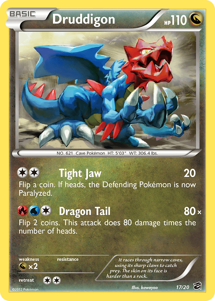 Druddigon (17/20) [Black & White: Dragon Vault] Holo Rare card showcasing Dragon type features.