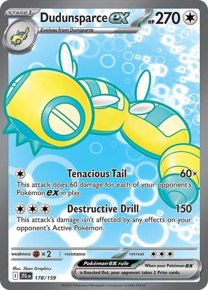 Dudunsparce ex (178/159) [Scarlet & Violet: Journey Together] Ultra Rare Pokémon card with Tenacious Tail and Destructive Drill.