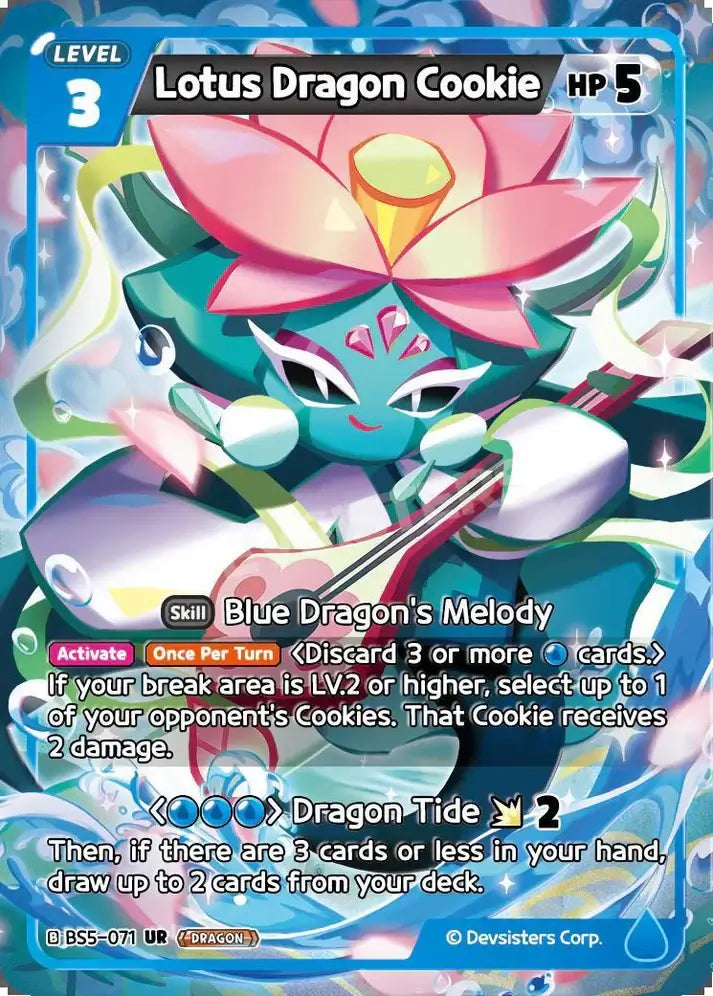 Lotus Dragon Cookie BS5-071 UR | Ultra Rare Card featuring skill details and artwork.