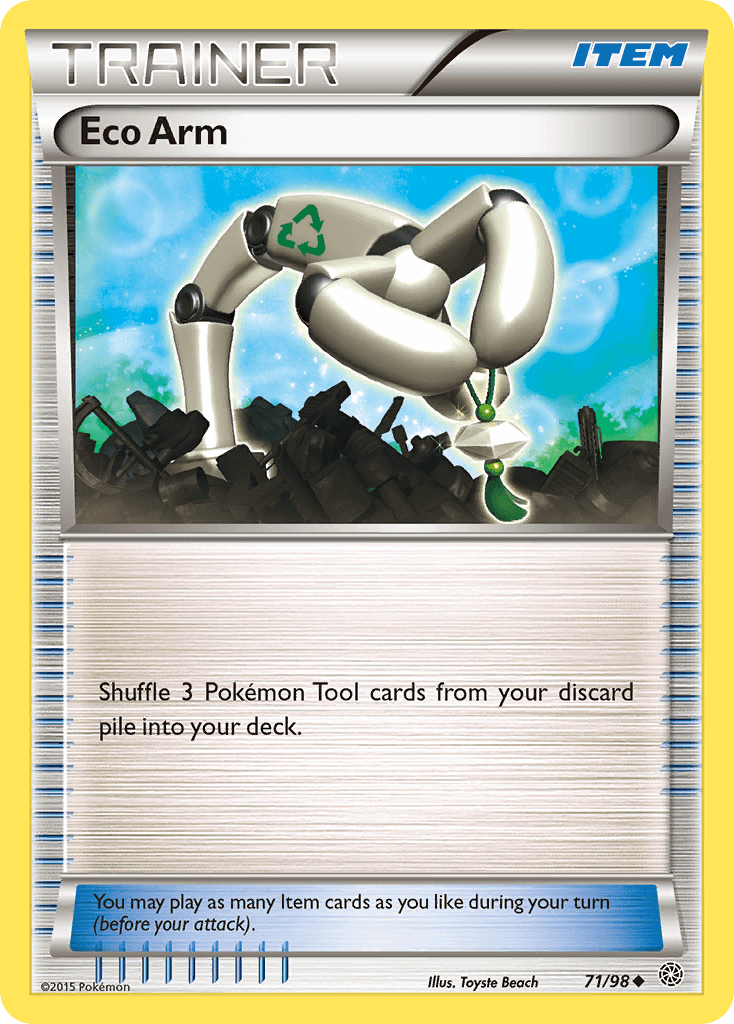 Eco Arm (71/98) [XY: Ancient Origins] card illustration featuring a robotic arm surrounded by debris.