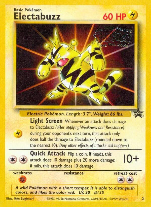 Electabuzz (2) [Wizards of the Coast: Black Star Promos] card featuring Electric Pokémon traits and abilities.