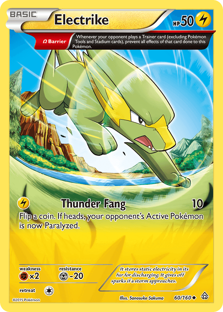 Electrike (60/160) [XY: Primal Clash] card showcasing Thunder Fang ability and artwork.