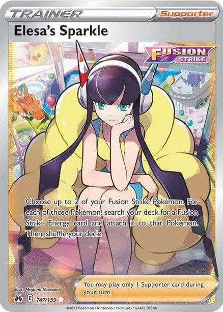 Elesa's Sparkle (147/159) [Sword & Shield: Crown Zenith] Pokémon card featuring a Supporter type with Ultra Rare rarity.