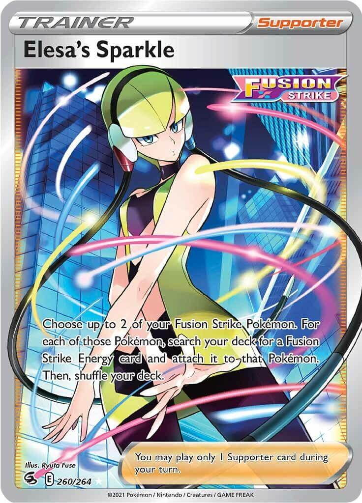 Elesa's Sparkle (260/264) [Sword & Shield: Fusion Strike] Trainer card featuring colorful art and effects.