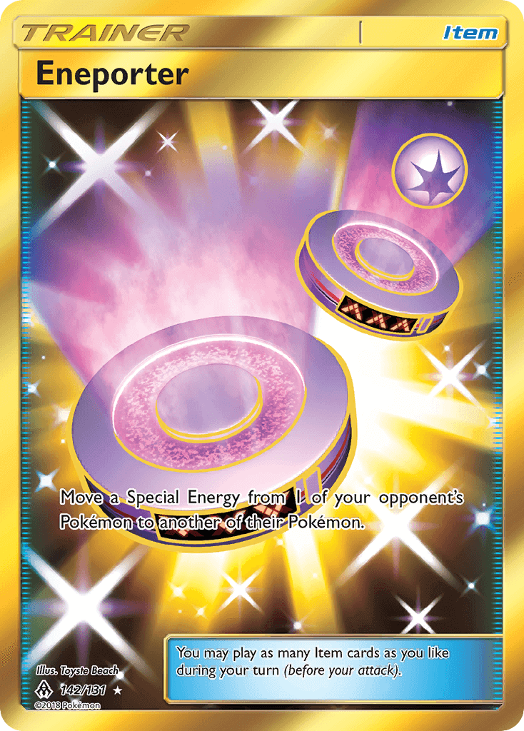 Eneporter (142/131) [Sun & Moon: Forbidden Light] item card showcasing energy transfer mechanics.