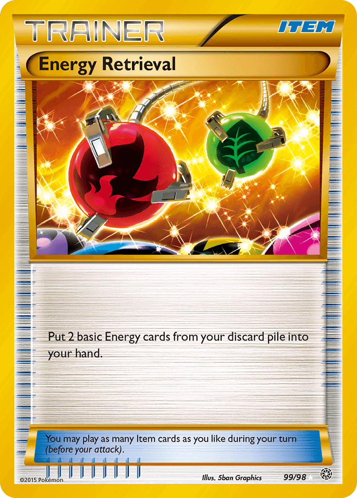 Energy Retrieval (99/98) [XY: Ancient Origins] card featuring colorful Energy symbols.