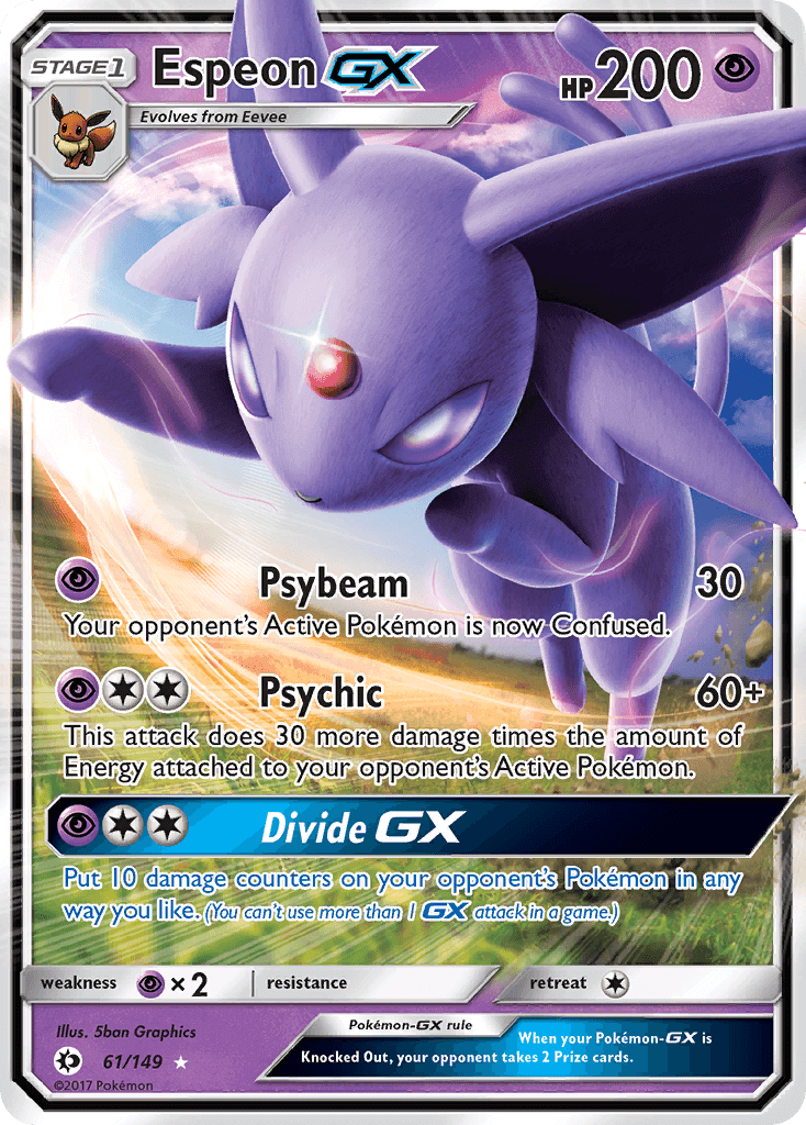 Espeon GX (61/149) [Sun & Moon: Base Set] featuring psychic abilities and ultra rare attributes.