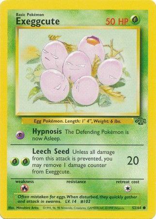 Exeggcute (52/64) [Jungle Unlimited] Pokémon card featuring its abilities and stats.
