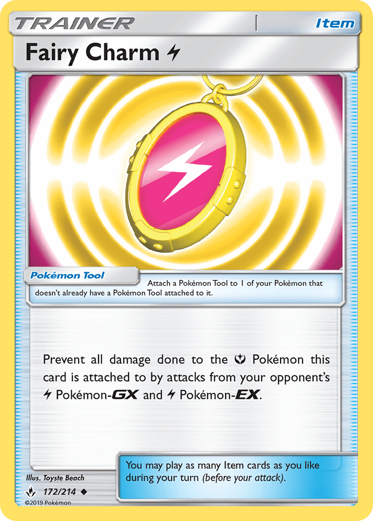 Fairy Charm Lightning (172/214) [Sun & Moon: Unbroken Bonds] Item card with a lightning symbol.