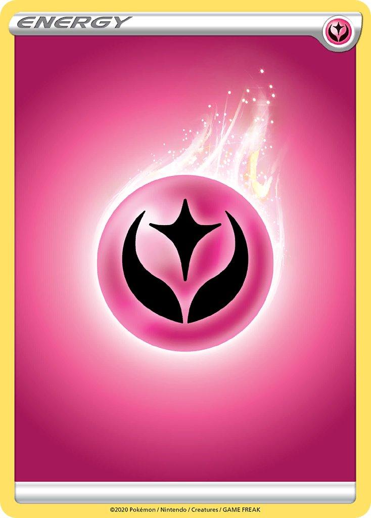 Fairy Energy [Sword & Shield: Base Set] card showcasing a pink background and black symbol, rarity common.